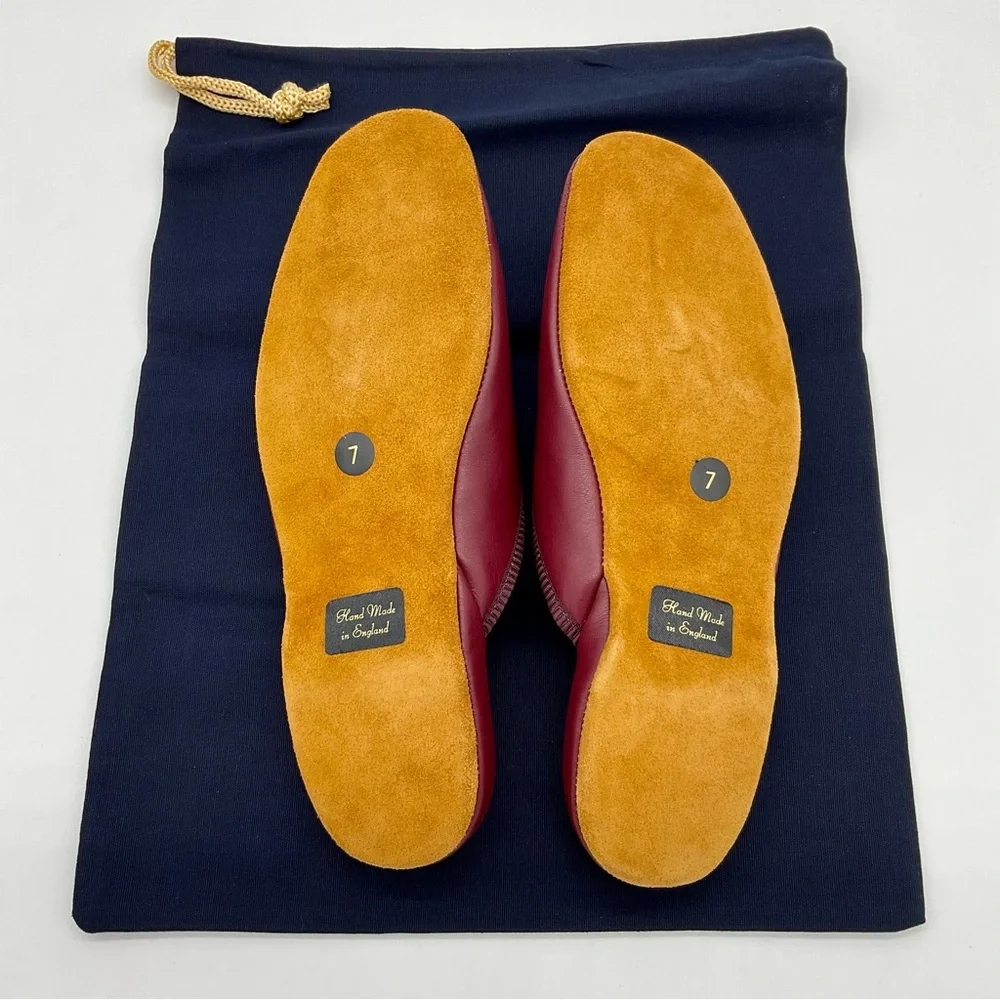 NIB Bowhill & Elliott Men’s Cherry Leather Mule Slippers